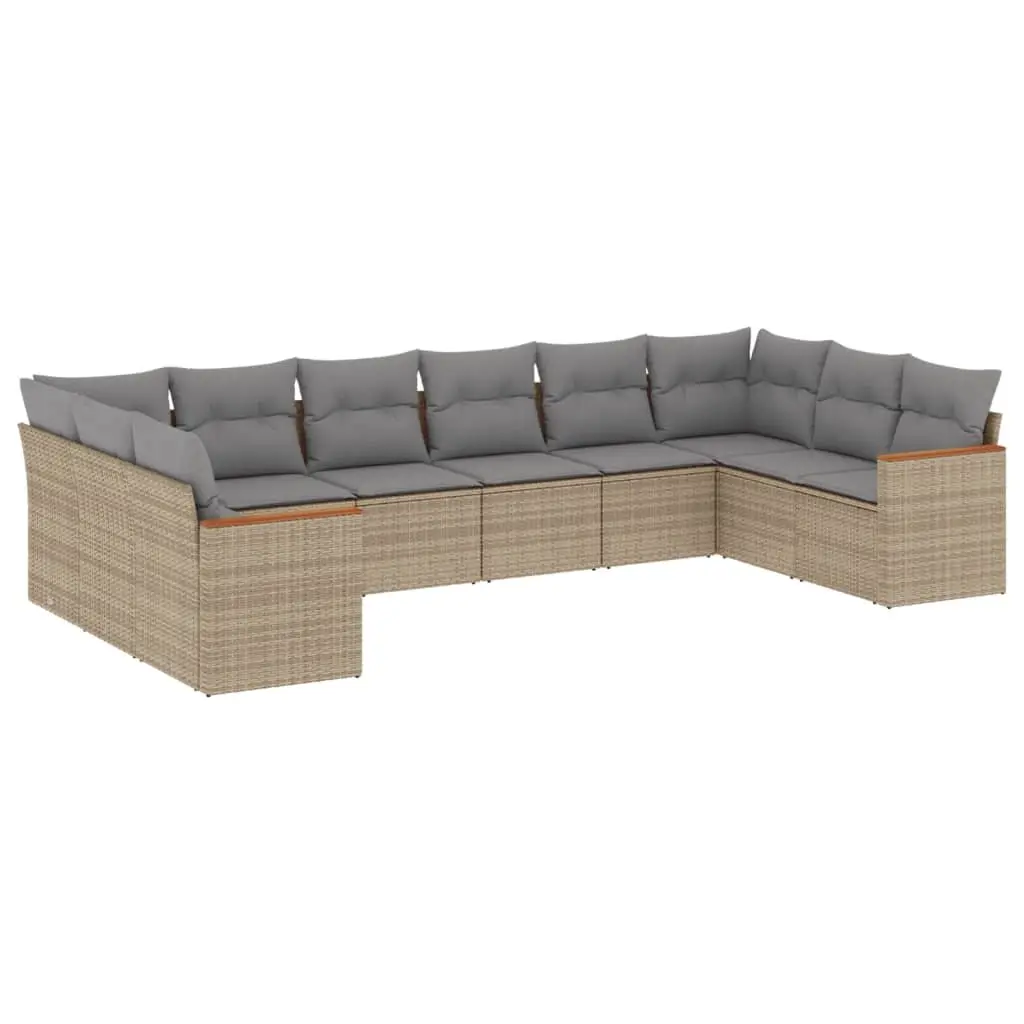 Garden Sofa Set PE Rattan Modular 10 Piece Outdoor Furniture Patio Beige