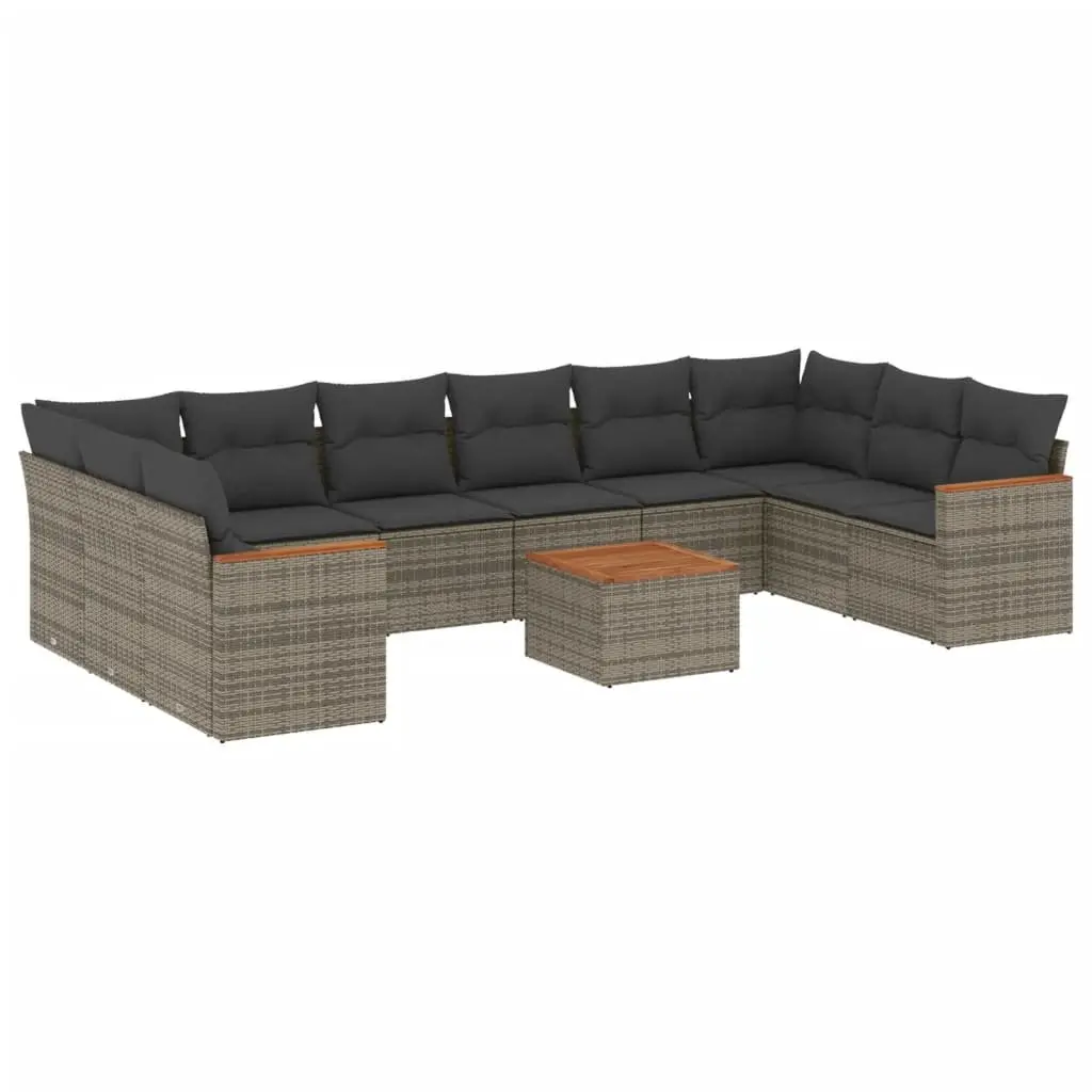 Garden Sofa Set 11 Piece Outdoor Furniture Patio Lounge Grey with Cushions