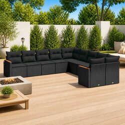 Practical 10 Piece Garden Sofa Set for Relaxing Outdoors