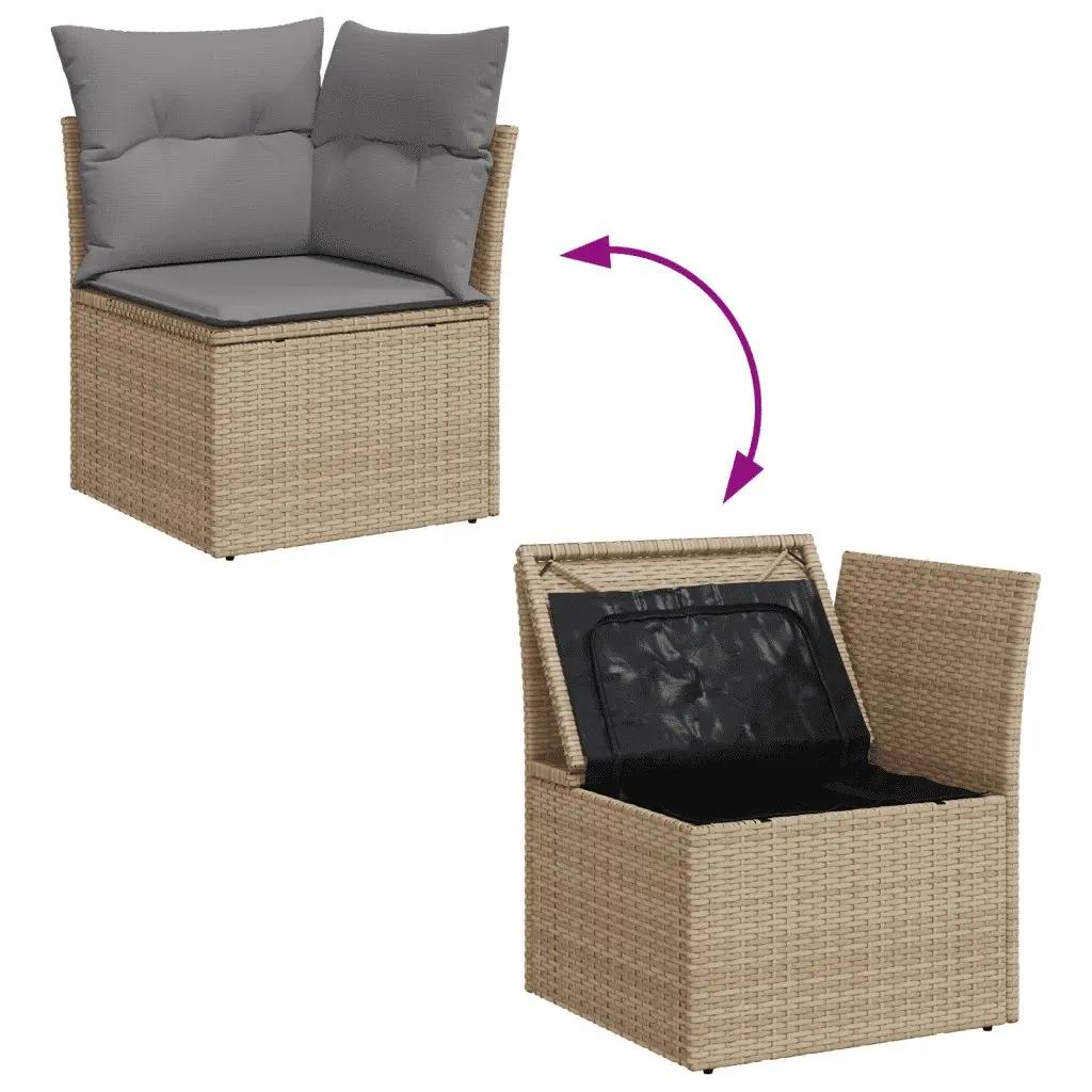 Garden Sofa Set 10 Piece Outdoor Furniture with Cushions Storage Beige