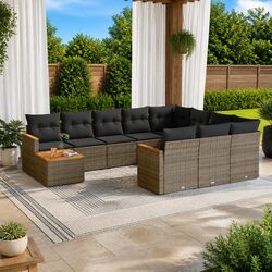 Practical 11 Piece Grey Outdoor Sofa Set for Your Home