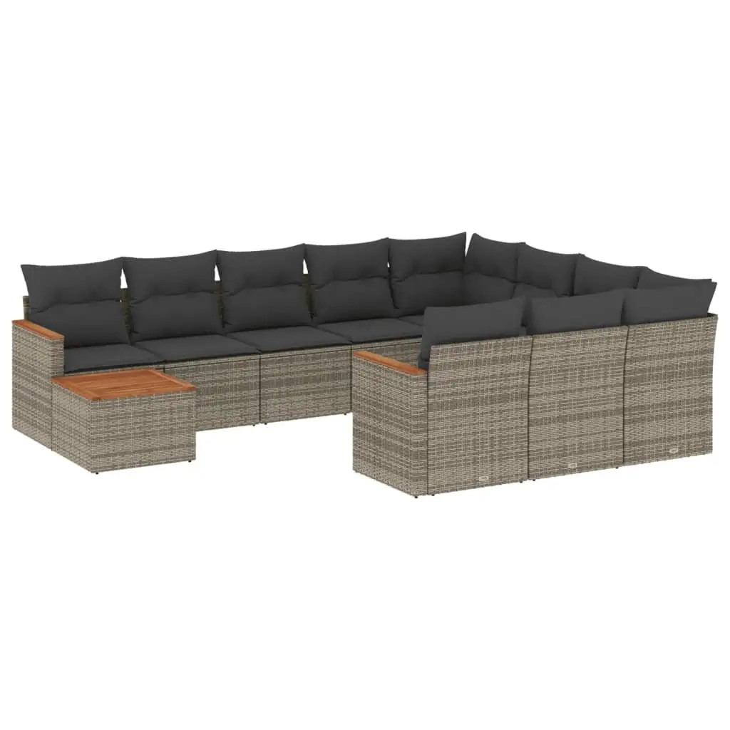 Garden Sofa Set 11 Piece Grey Poly Rattan Outdoor Furniture Patio Lounge Modular