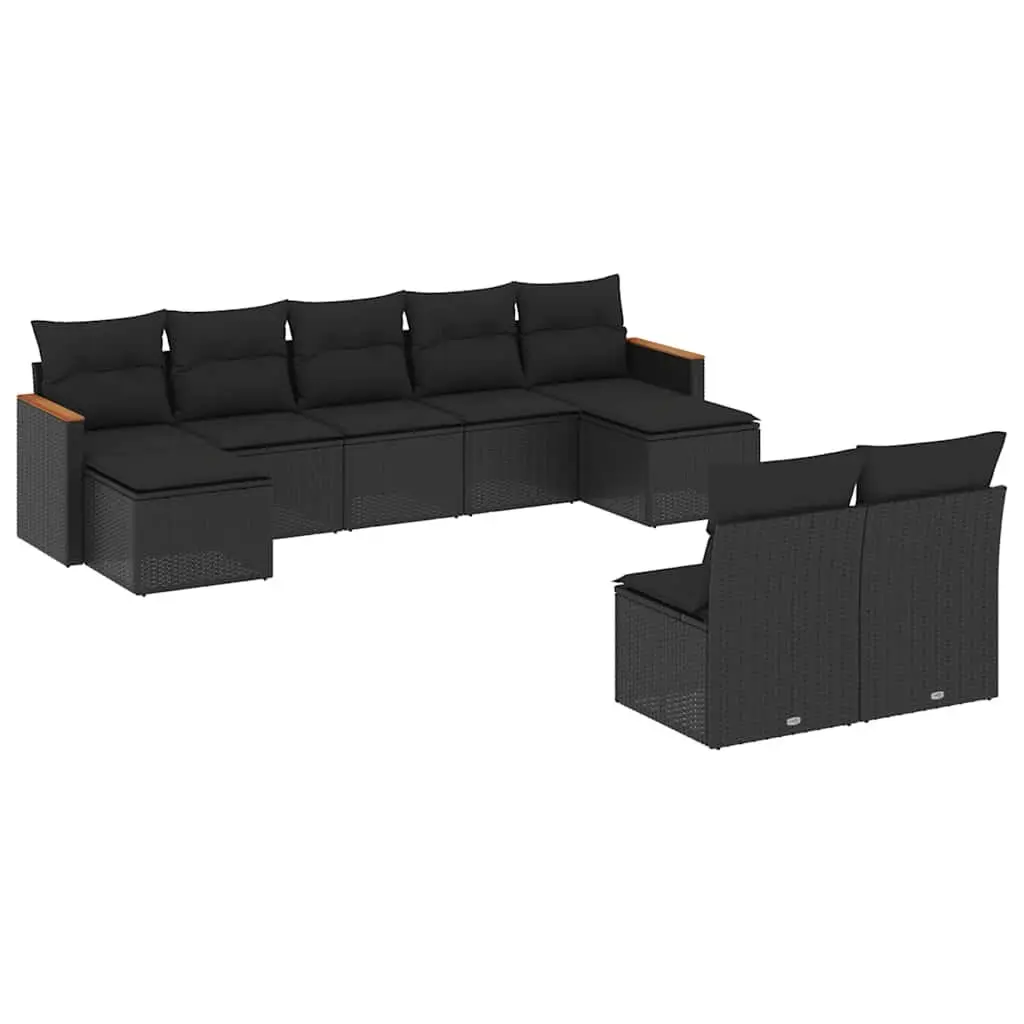 9-Piece Modular Black Rattan Sofa Set