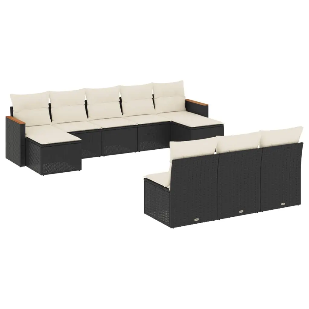Outdoor Furniture Sofa Set Modular Black PE Rattan 10 Piece Patio Sectional