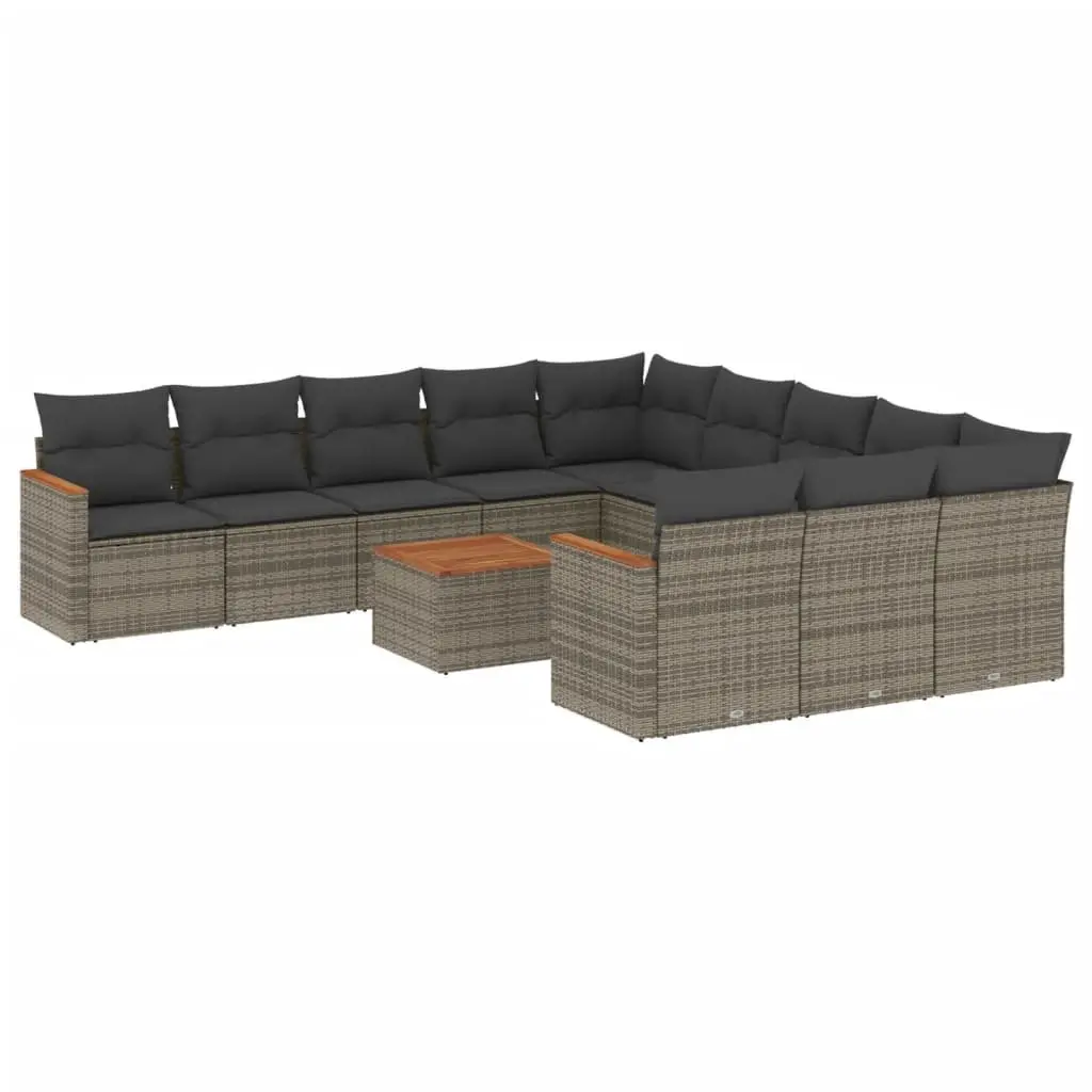 Garden Sofa Set 12 Piece Grey Poly Rattan Outdoor Furniture Modular Patio