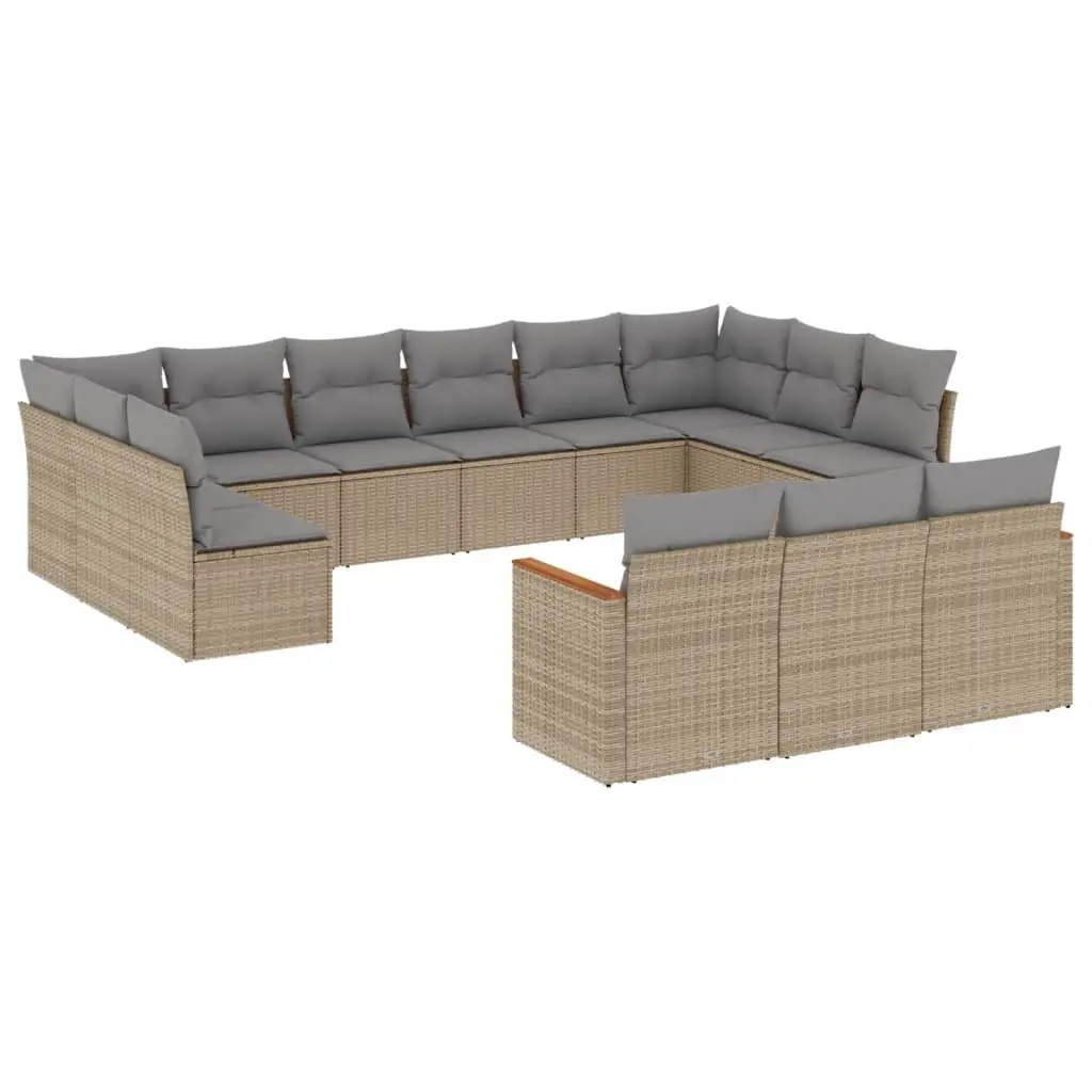 Garden Sofa Set Modular PE Rattan 13 Piece Outdoor Furniture Beige