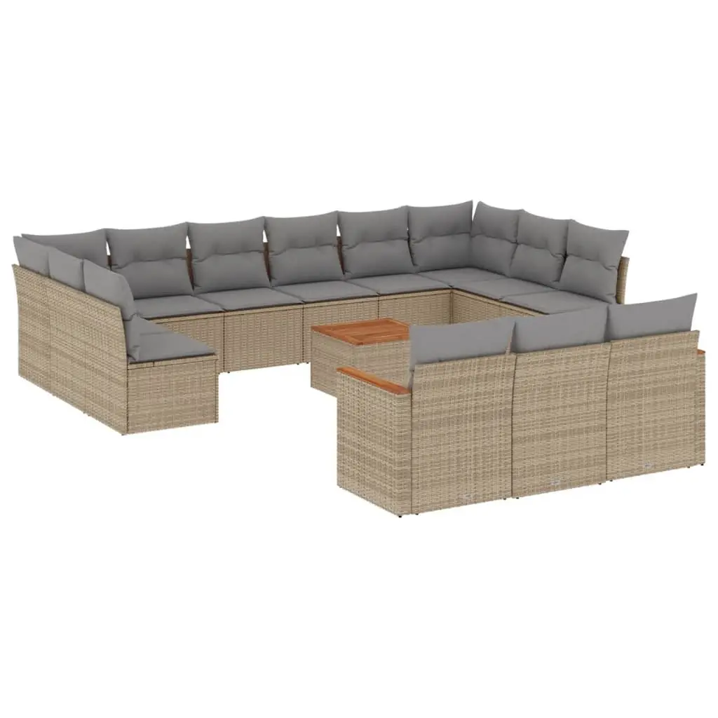 Garden Sofa Set PE Rattan 14 Piece Modular Outdoor Furniture Beige
