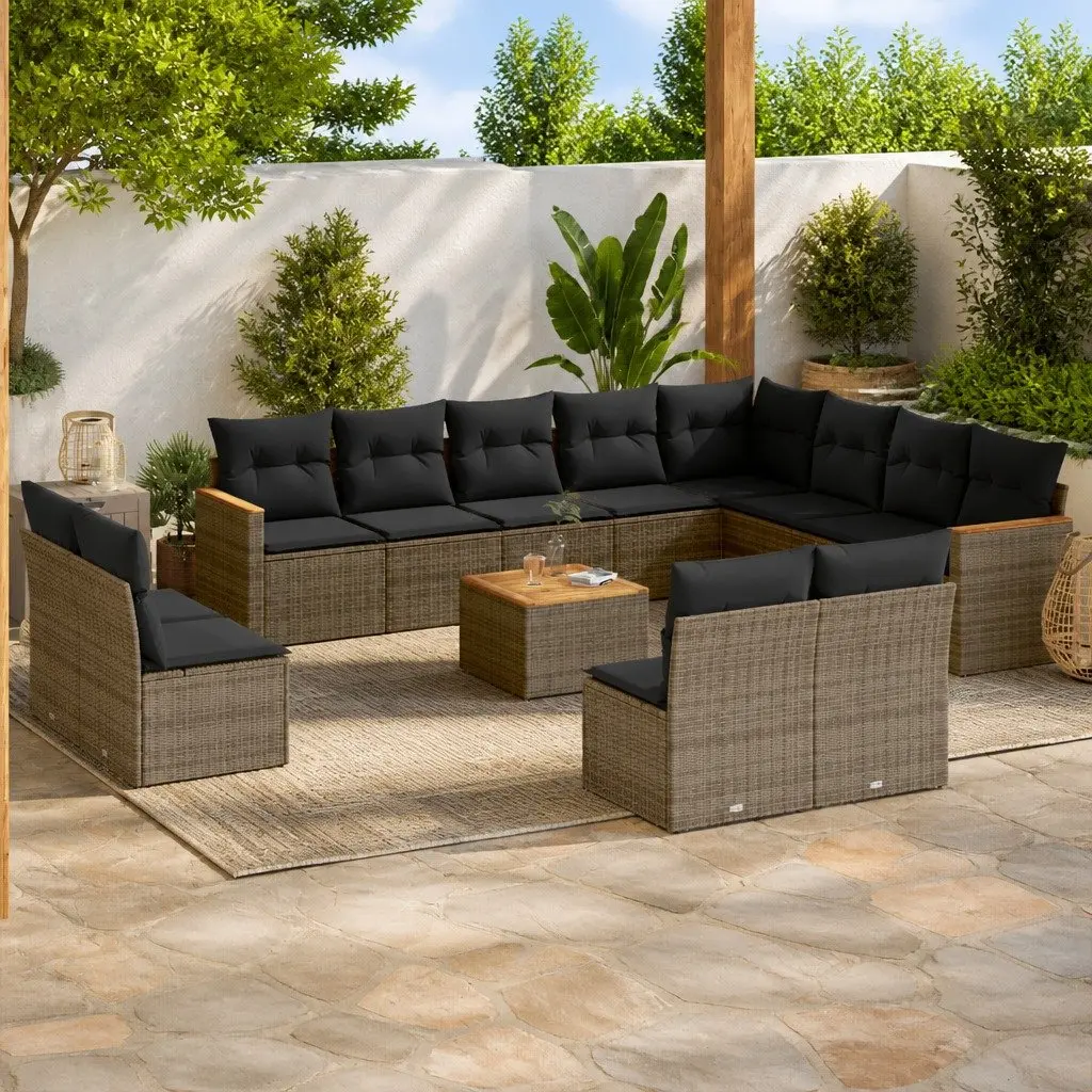Garden Sofa Set Poly Rattan 13 Piece Modular Outdoor Furniture Grey