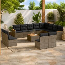 Versatile 13-Piece Outdoor Sofa Set in Grey Rattan