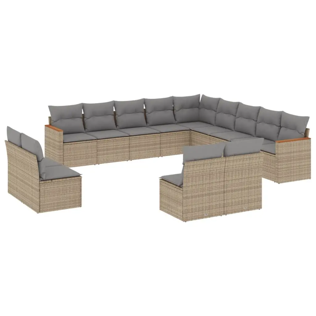 Garden Sofa Set PE Rattan 13 Piece Modular Outdoor Furniture Beige