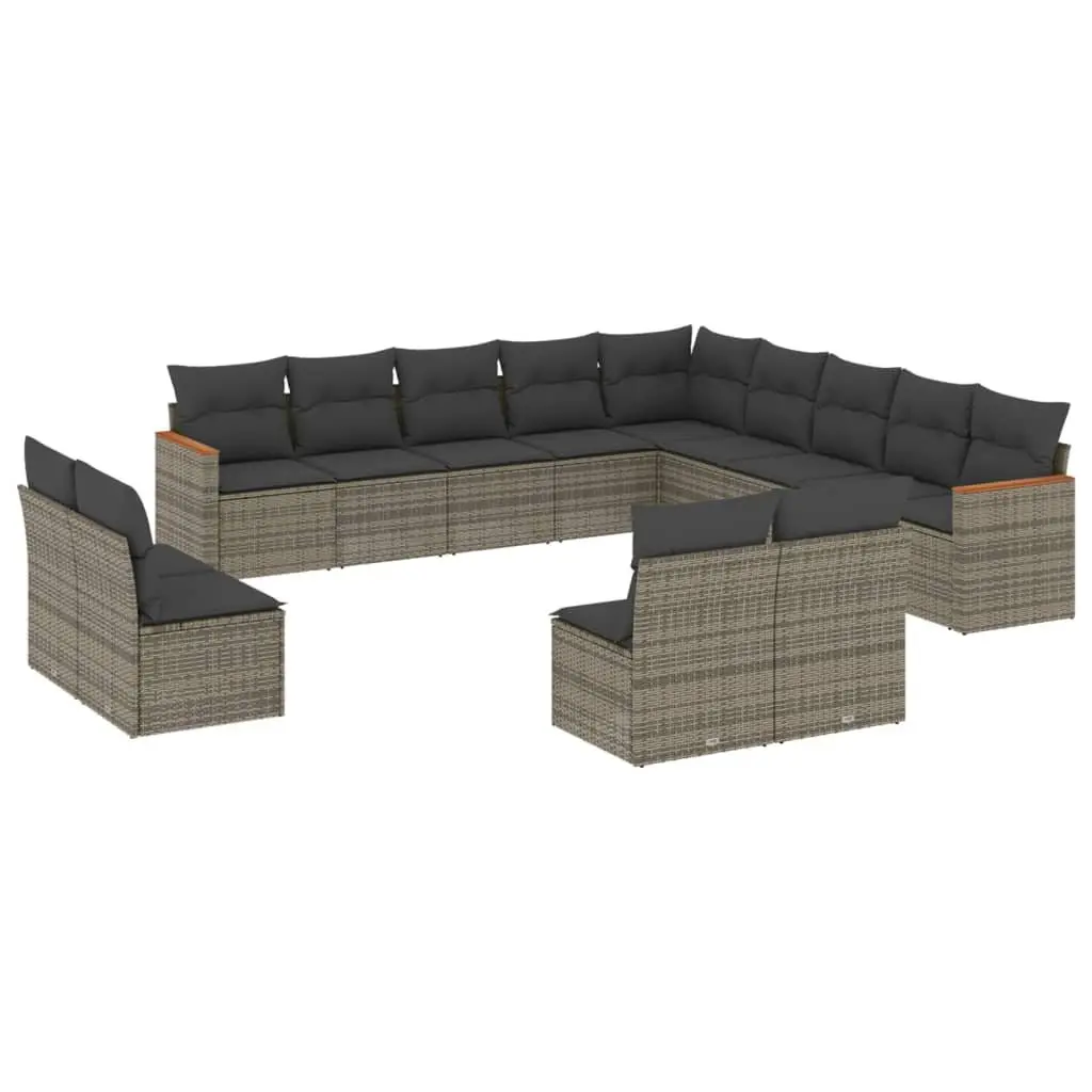 Garden Sofa Set 13 Piece Outdoor Patio Furniture Grey Poly Rattan Modular