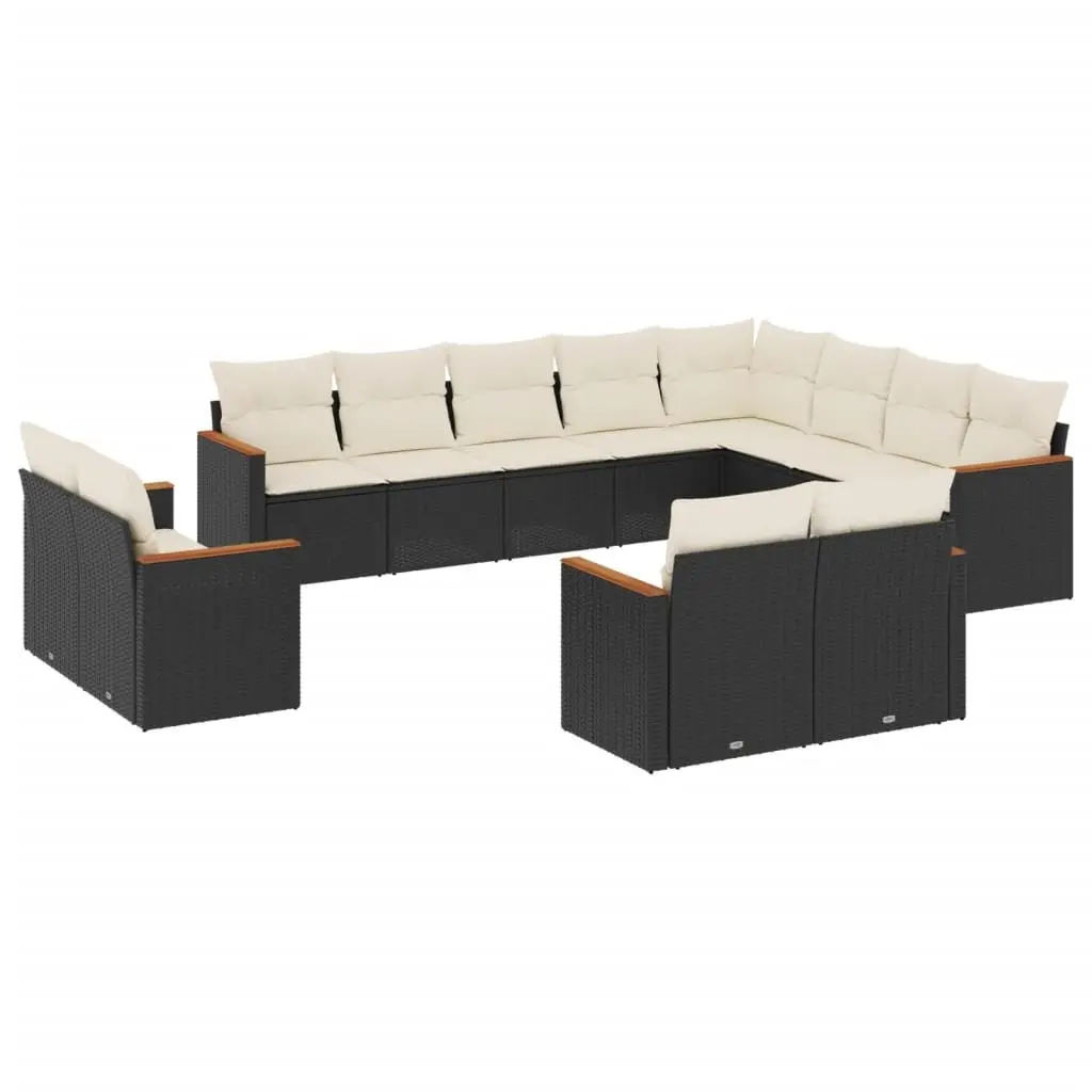 Modular Outdoor Furniture Set 12 Piece Black PE Rattan Garden Sofa for Patio