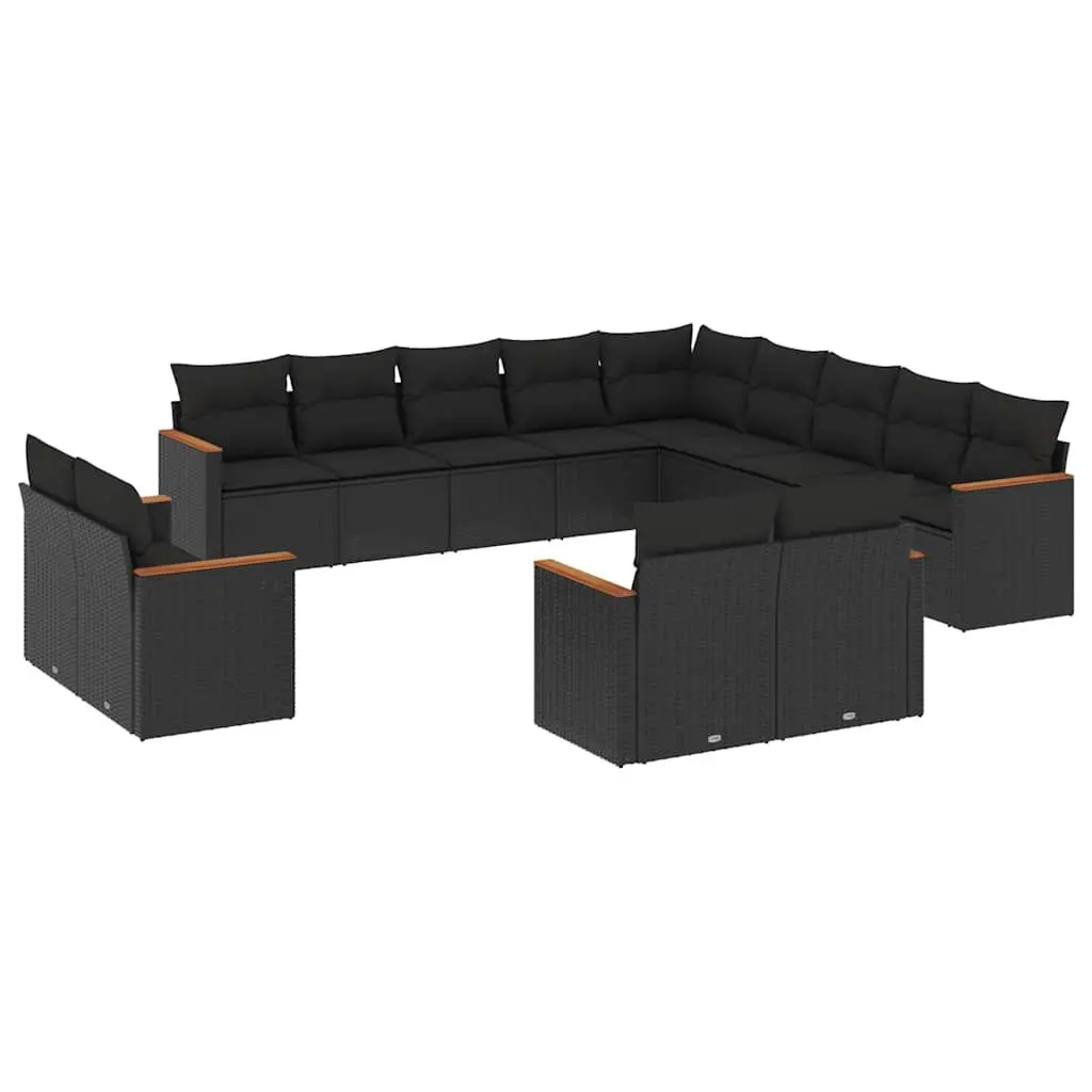 Garden Sofa Set PE Rattan 13 Piece Outdoor Furniture Modular Black