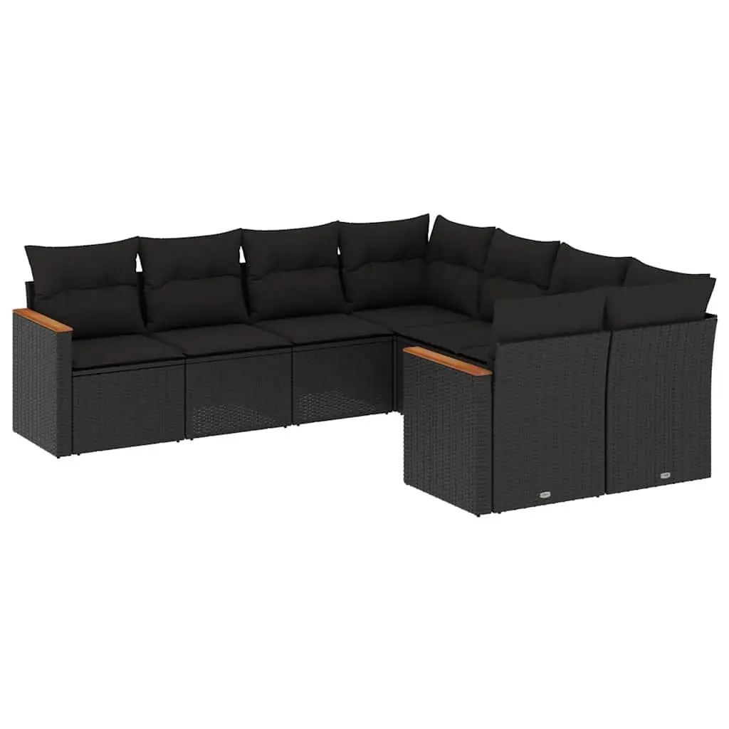 8 Piece Garden Sofa Set with Cushions Storage Black Outdoor Furniture Patio
