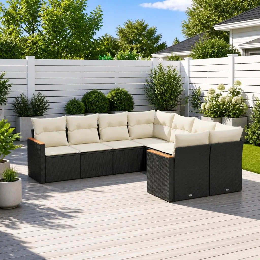 Garden Sofa Set 8 Piece Outdoor Furniture Patio Sectional Black Rattan Modular