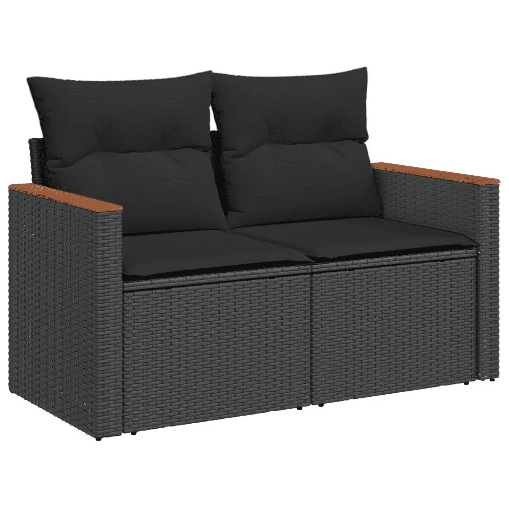 Garden Sofa Set 11 Piece Outdoor Furniture Patio Sectional with Cushions Black