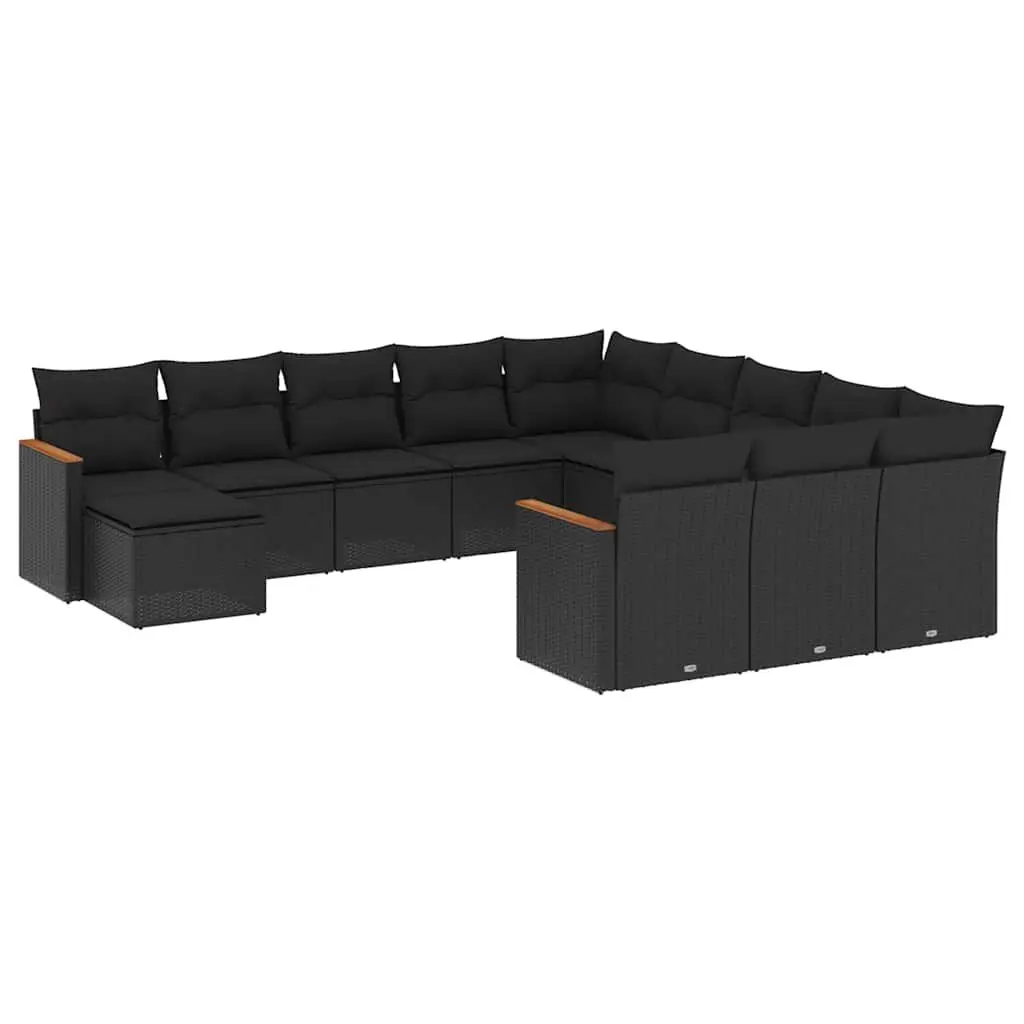Garden Sofa Set PE Rattan 12 Piece Outdoor Furniture Modular Black