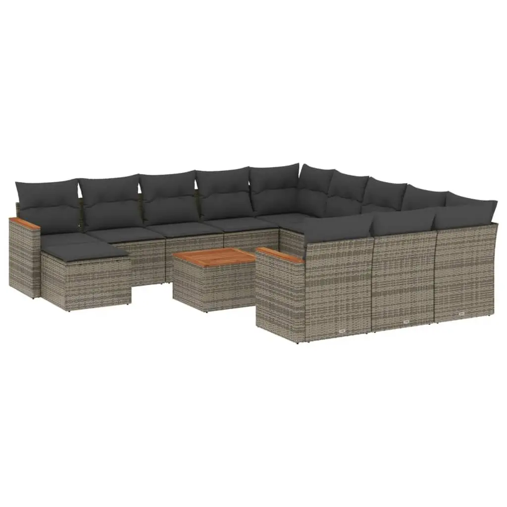 Garden Sofa Set 13 Piece Outdoor Furniture Grey Poly Rattan Patio Seating with