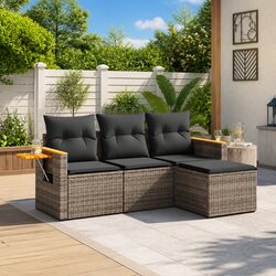 Versatile 4-Piece Grey Sofa Set for Outdoor Relaxation