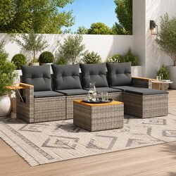 Practical 6-Piece Grey Garden Sofa Set for Outdoor Use