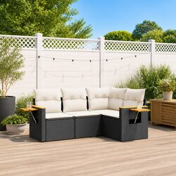 Practical Black Poly Rattan Garden Sofa Set for Patio
