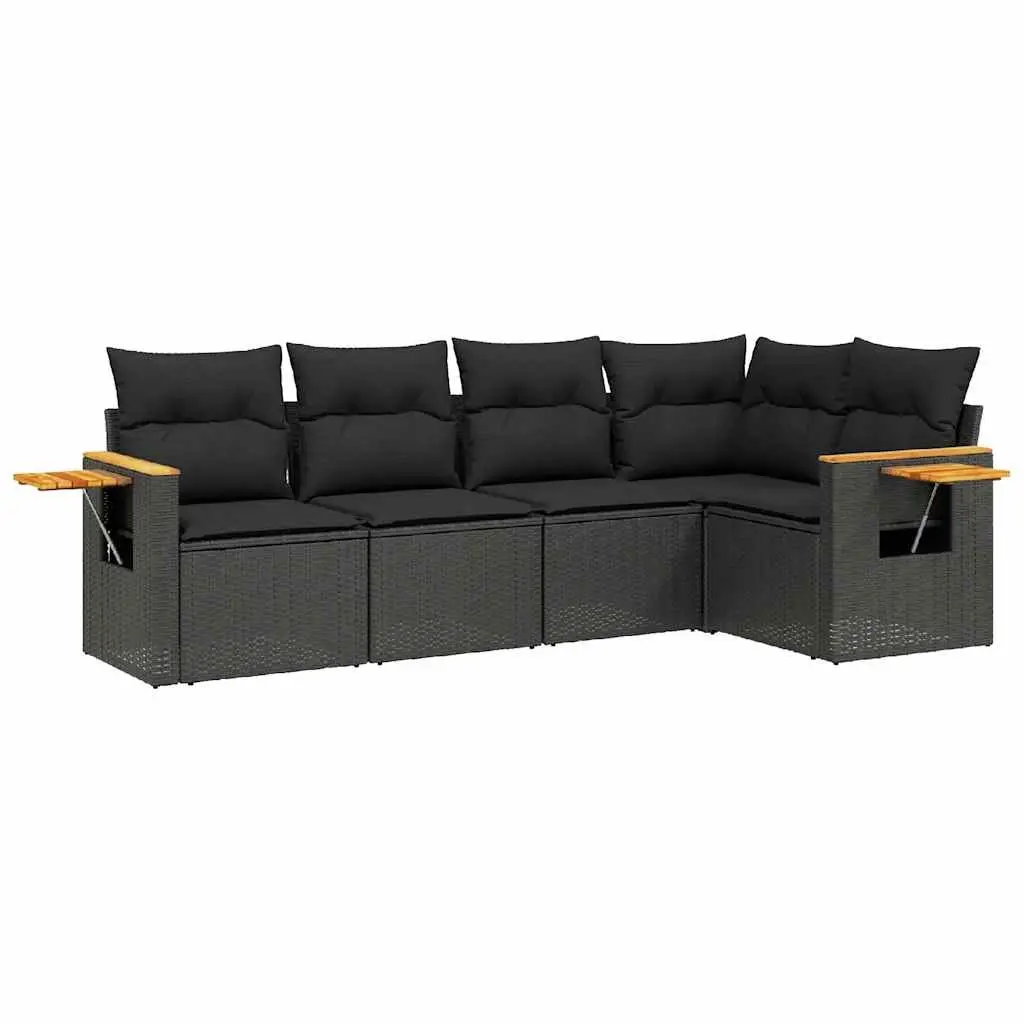 Garden Sofa Set 5 Piece Outdoor Furniture with Cushions Storage Patio Black