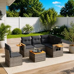 6 Piece Grey Modular Patio Sofa Set for Versatile Living