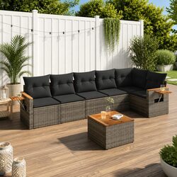 7 Piece Grey Garden Sofa Set for Outdoor Use
