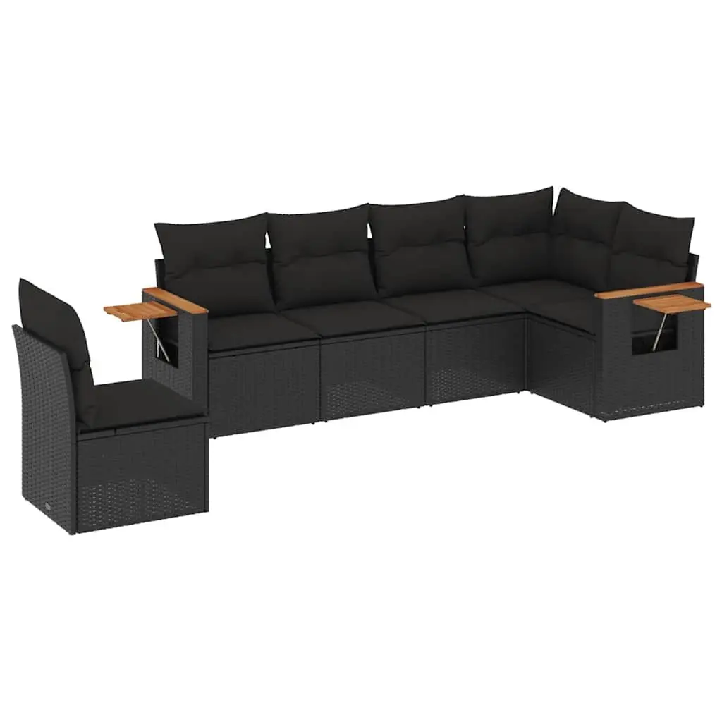 Garden Sofa Set PE Rattan Modular 6 Piece Outdoor Furniture Black