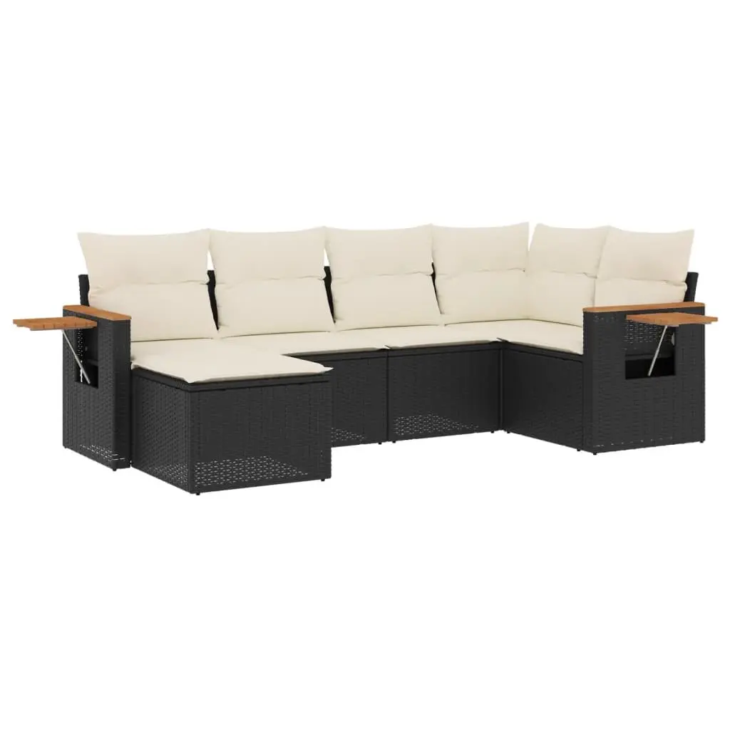 Garden Sofa Set Modular PE Rattan 6 Piece Outdoor Furniture Black
