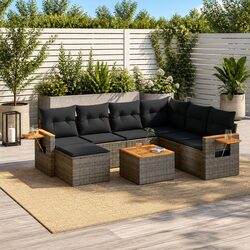 Practical 8-Piece Grey Outdoor Sofa Set with Storage