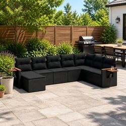 Ideal Garden Sofa Set for Everyday Use: 8-Piece Black Set