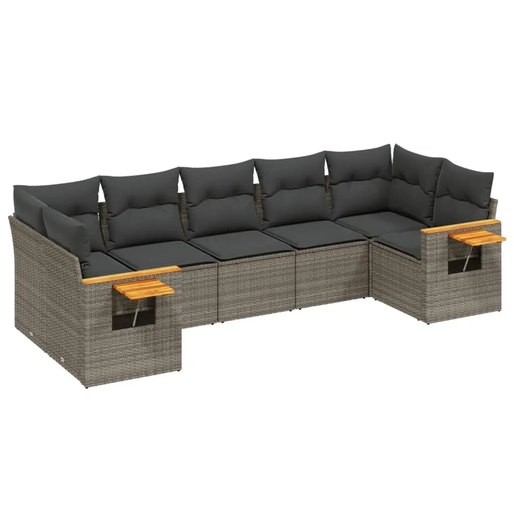 Garden Sofa Set Modular PE Rattan 7 Piece Outdoor Furniture Grey