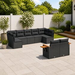 9 Piece Garden Sofa Set Outdoor Furniture Patio Lounge with Cushions Black