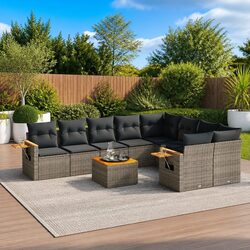 Versatile 10-Piece Grey Sofa Set for Outdoor Use