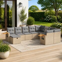 10-Piece Garden Sofa Set with Cushions and Storage