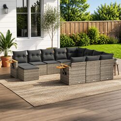 Practical 11 Piece Grey Sofa Set for Outdoor Spaces
