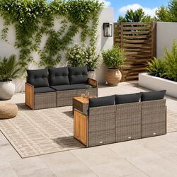 7 Piece Garden Sofa Set with Storage Cushions Grey Outdoor Furniture Patio