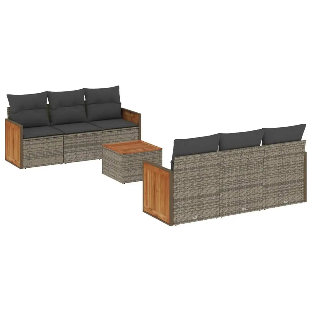 7 Piece Garden Sofa Set with Storage Cushions Grey Outdoor Furniture Patio