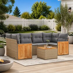 Practical 7 Piece Garden Sofa Set for Outdoor Use