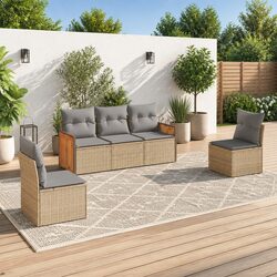 Versatile Outdoor Sofa Set 5 Pieces in Beige