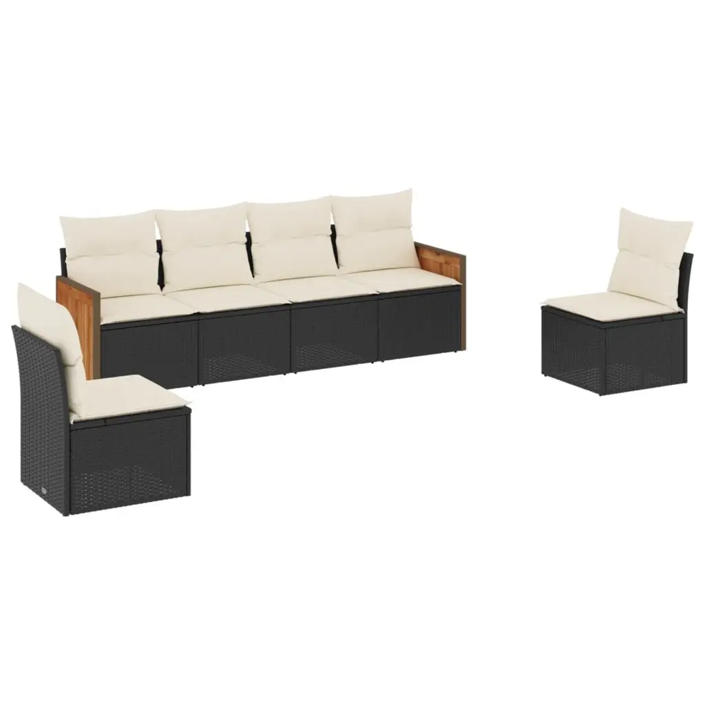 Garden Sofa Set Modular PE Rattan 6 Piece Outdoor Furniture Black