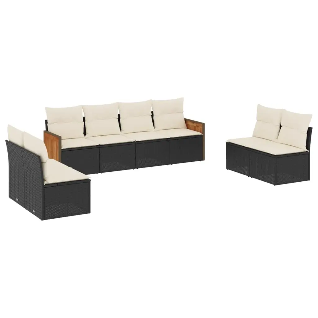 Garden Sofa Set 8 Piece Outdoor Furniture PE Rattan Modular Black