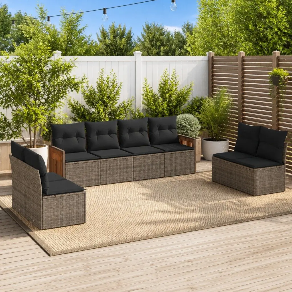 Garden Sofa Set 8 Piece Modular PE Rattan Outdoor Furniture Grey
