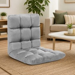 Folding Floor Chair Adjustable Lounger Microfibre Chaise Indoor Outdoor