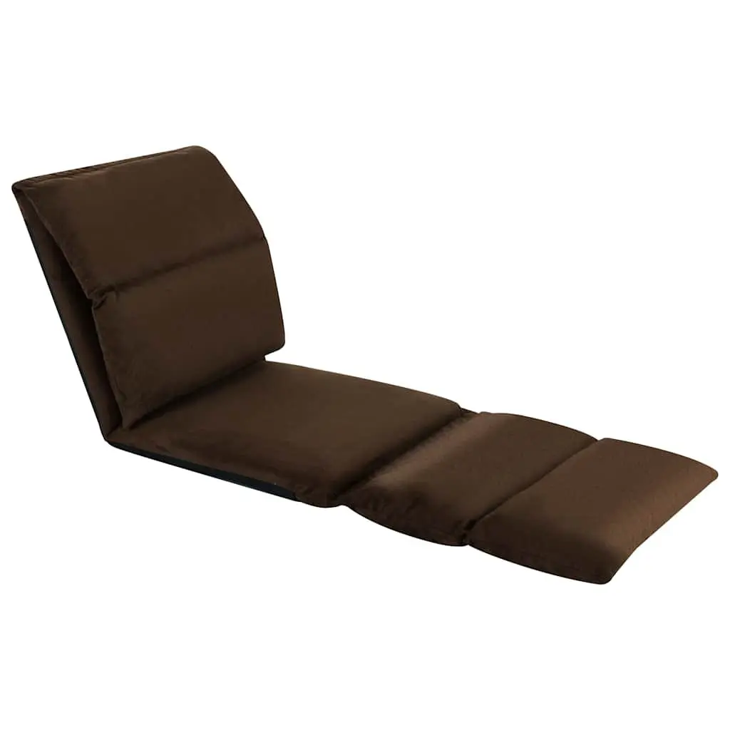 Folding Floor Chair Microfibre Adjustable Compact Brown