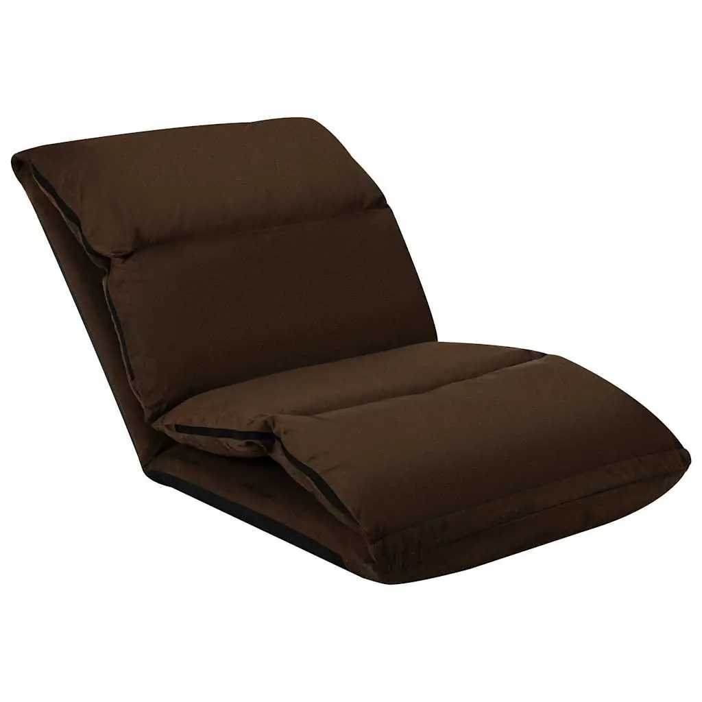 Folding Floor Chair Microfibre Adjustable Compact Brown