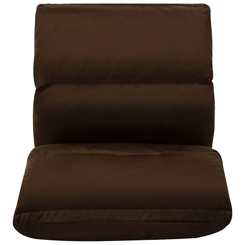 Folding Floor Chair Microfibre Adjustable Compact Brown