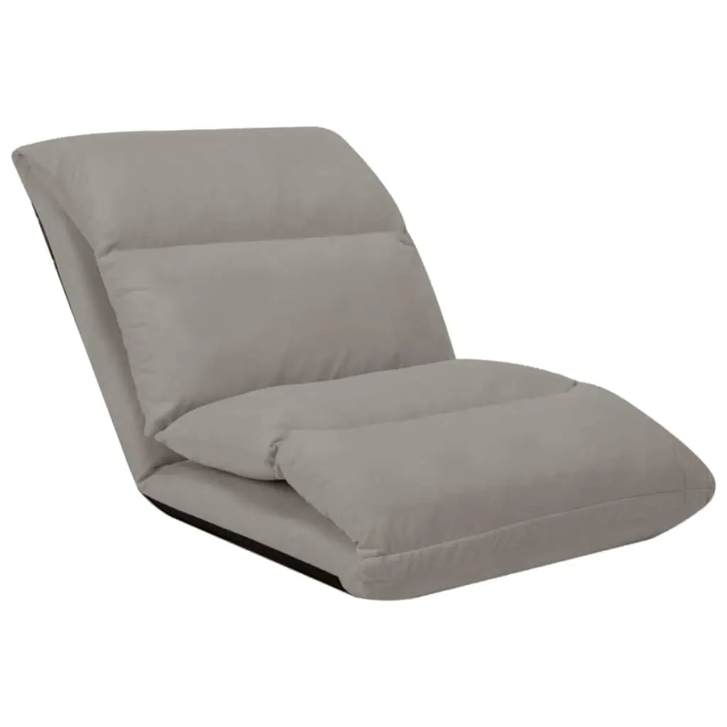 Adjustable Microfibre Floor Chair Grey Folding Lounger Indoor Outdoor Relaxation Seat