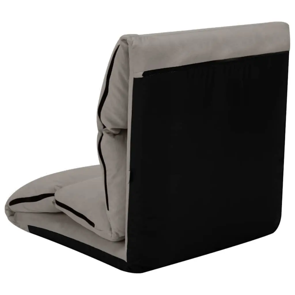 Adjustable Microfibre Floor Chair Grey Folding Lounger Indoor Outdoor Relaxation Seat